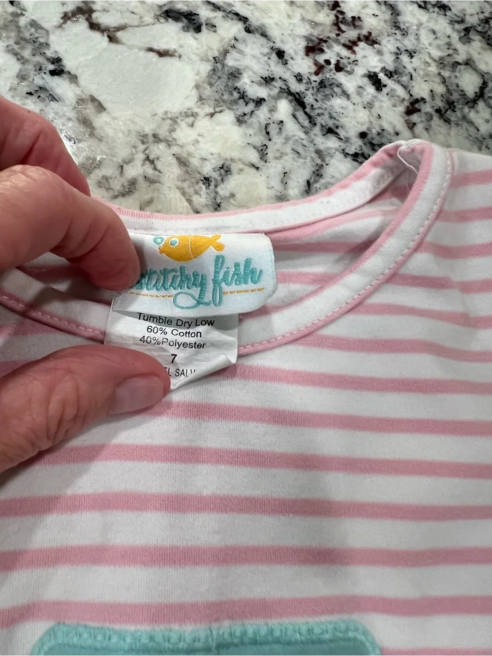 Stitchy Fish Girls Pink Striped Golf Cart Top & and pink leggings